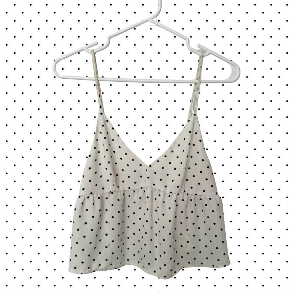 Dynamite White Polka Dot Cami Babydoll Tank Top XS